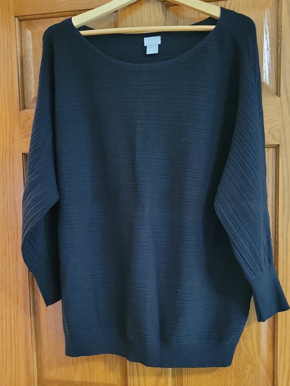 Chico's Black Ribbed Crew Neck Sweater